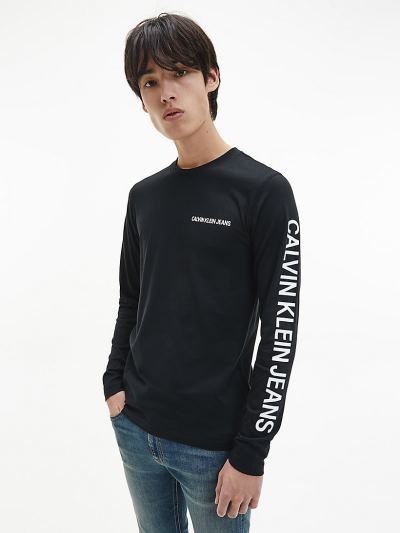 Calvin Klein Ruhák HU195787 | Calvin Klein Slim Organic Cotton Férfi Hosszú Ujjú Póló Fekete